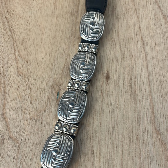 Vintage Brighton Leather Metal Belt 1995 Medium Heavy Weight Tarnished Weathered - Picture 5 of 16